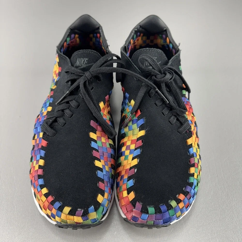 Nike Air Footscape Woven Black Rainbow Multi Color Streetwear Shoes Womens Sz 11